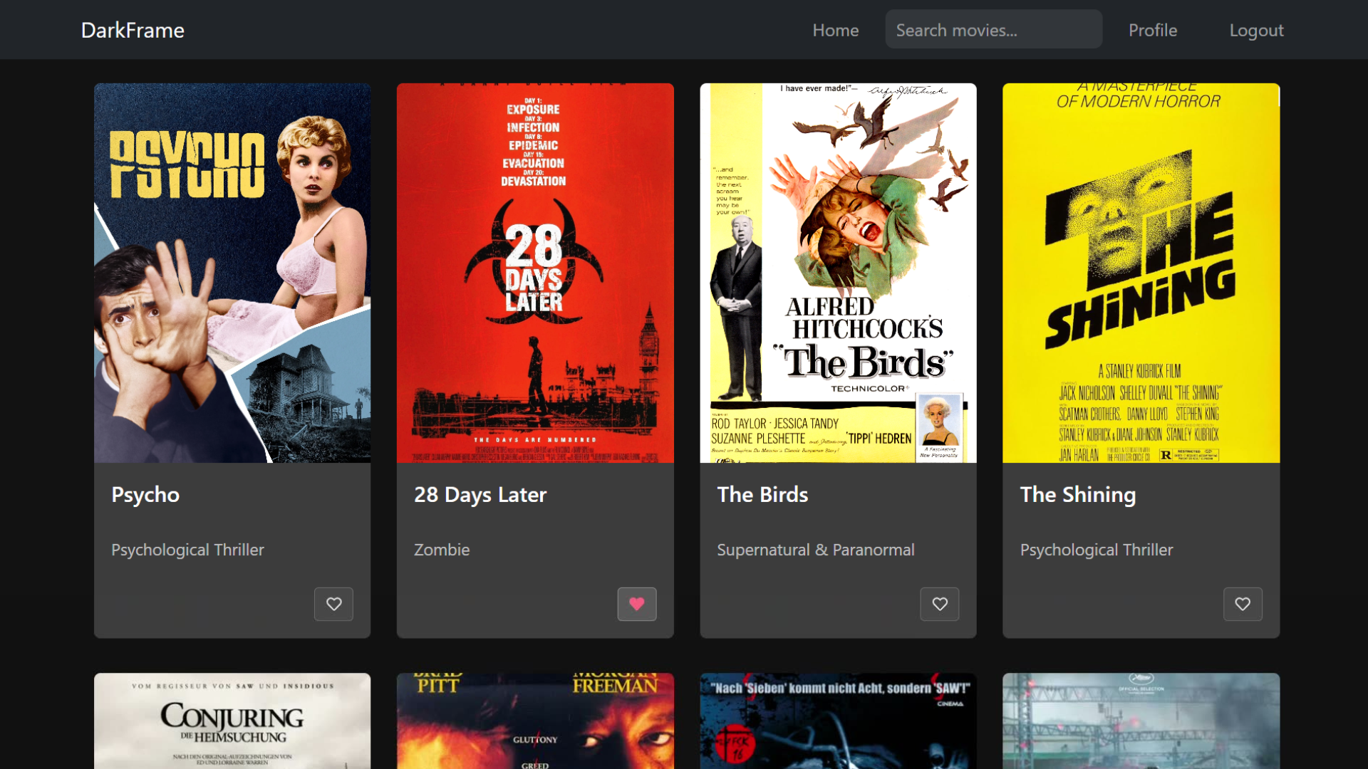 Screenshot of the DarkFrame application